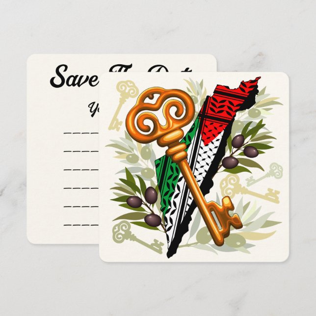 Palestinian Key Symbol of the Right of Return Save The Date (Front/Back)