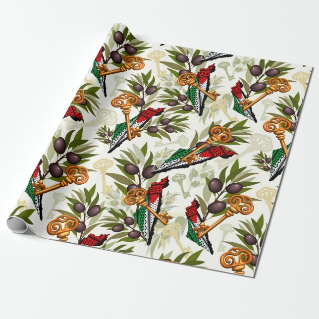 Palestinian Key Symbol of the Right of Return Wrapping Paper (Unrolled)