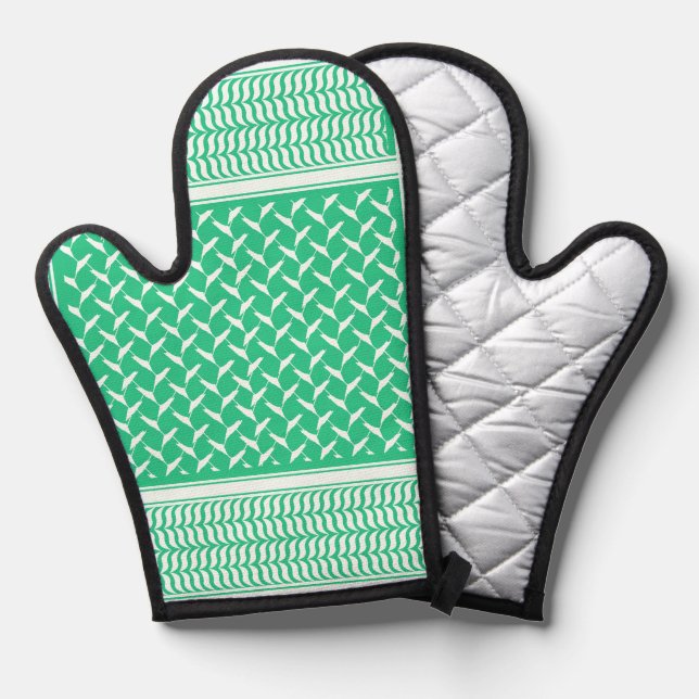 palestinian kuffiya Green Gradient Oven Mitt (Front/Back)