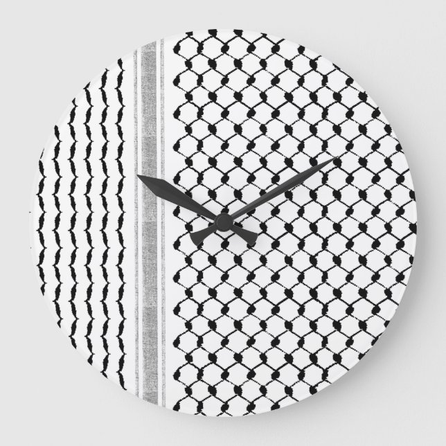 Palestinian Kufiya Custom Designed License Plate F Large Clock (Front)