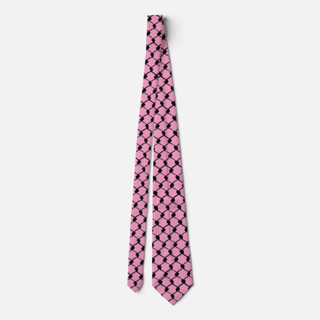 Palestinian Kufiya Hatta Pattern Pink Background Tie (Back)