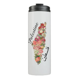 Palestinian Map فلسطين   Floral  Thermal Tumbler