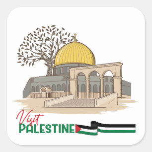 "Palestinian Olive Tree and Al-Aqsa" Square Sticker