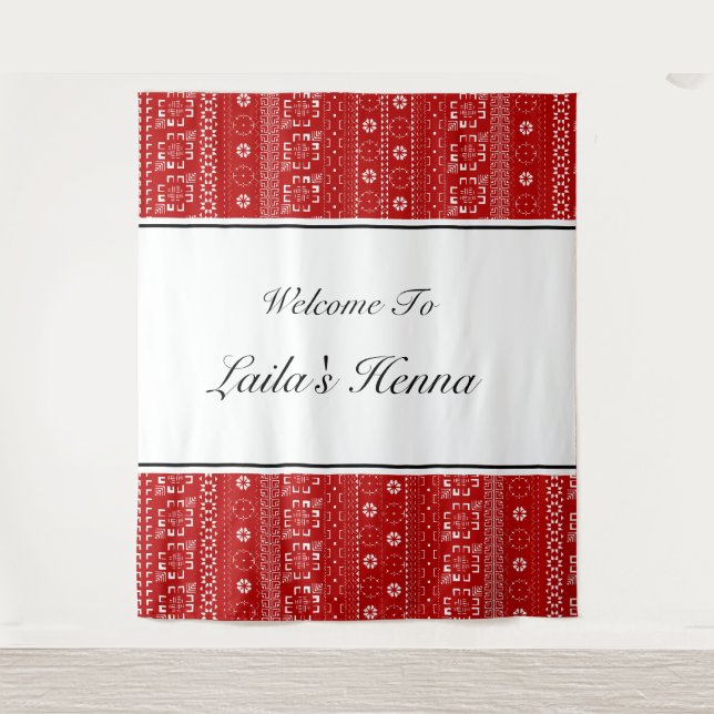 Palestinian Pattern Henna Photobooth Backdrop Tapestry (Front)