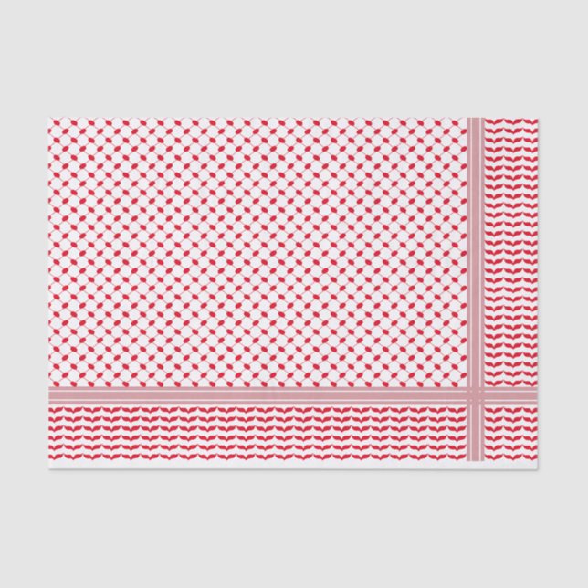 Palestinian Red & White Keffiyeh Tissue Paper (Front)