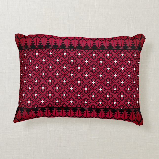 Palestinian Tatreez Embroidery Art Printed Design  Decorative Cushion (Back)