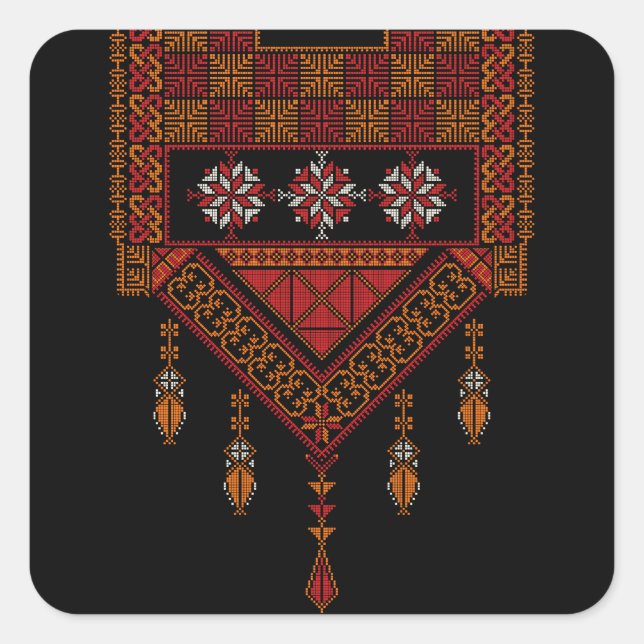 Palestinian Tatreez Embroidery Art  Square Sticker (Front)