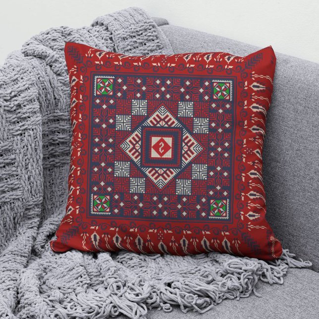 Palestinian Tatreez Fashion Throw Pillow 3 (Creator Uploaded)