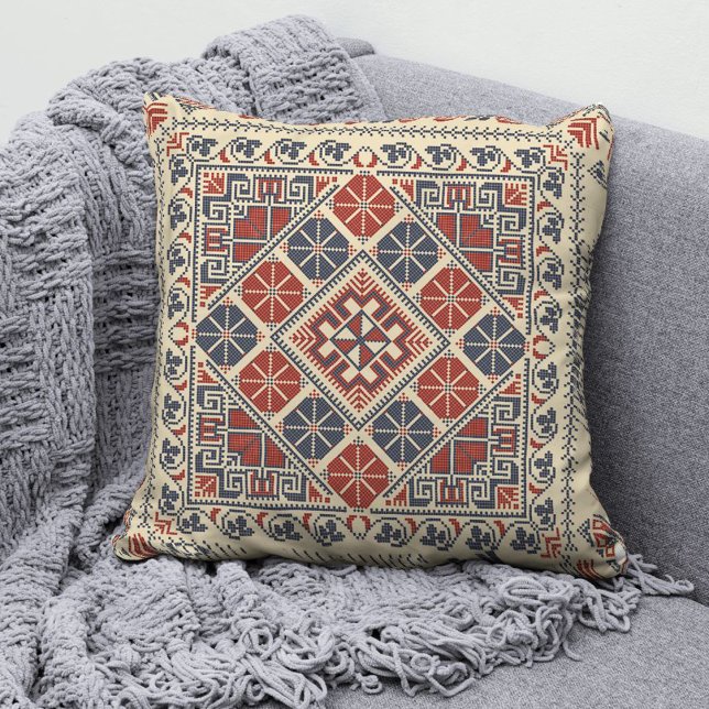 Palestinian Tatreez Fashion Throw Pillow 7 (Creator Uploaded)
