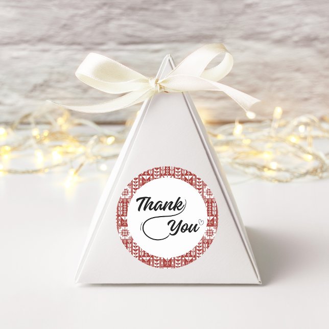 Palestinian Tatreez In Red Thank You Sticker (Creator Uploaded)