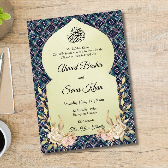 Palestinian Tatreez Muslim Wedding Invitation card (Creator Uploaded)