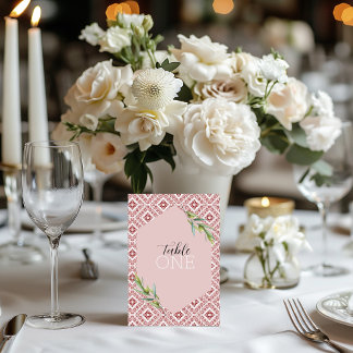 Palestinian Tatreez Red Table Number