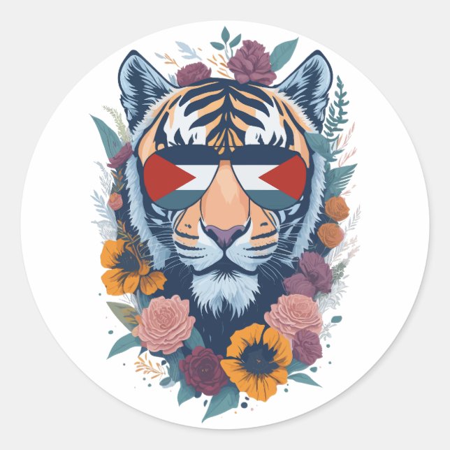Palestinian tiger - Palestine FLAG  Classic Round Sticker (Front)