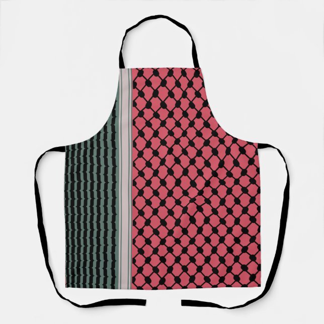 Palestinian watermelon Hatta Keffiyeh Kufiya Folk Apron (Front)