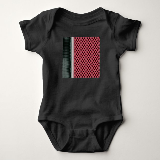 Palestinian watermelon Hatta Keffiyeh Kufiya Folk Baby Bodysuit (Front)
