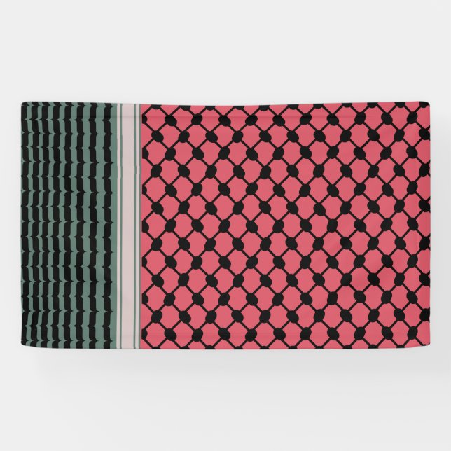 Palestinian watermelon Hatta Keffiyeh Kufiya Folk Banner (Horizontal)
