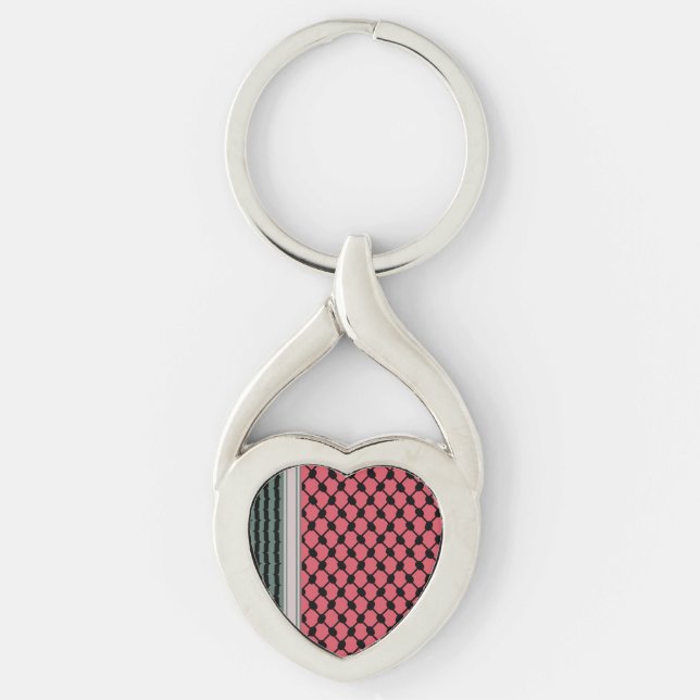 Palestinian watermelon Hatta Keffiyeh Kufiya Folk Key Ring (Front)