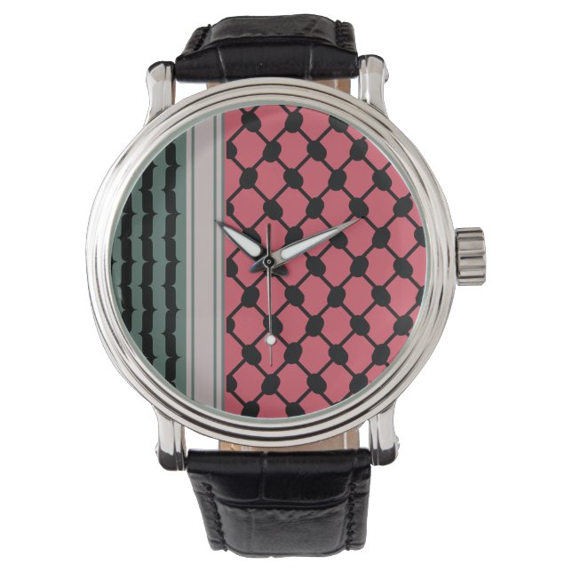 Palestinian watermelon Hatta Keffiyeh Kufiya Folk Watch (Front)