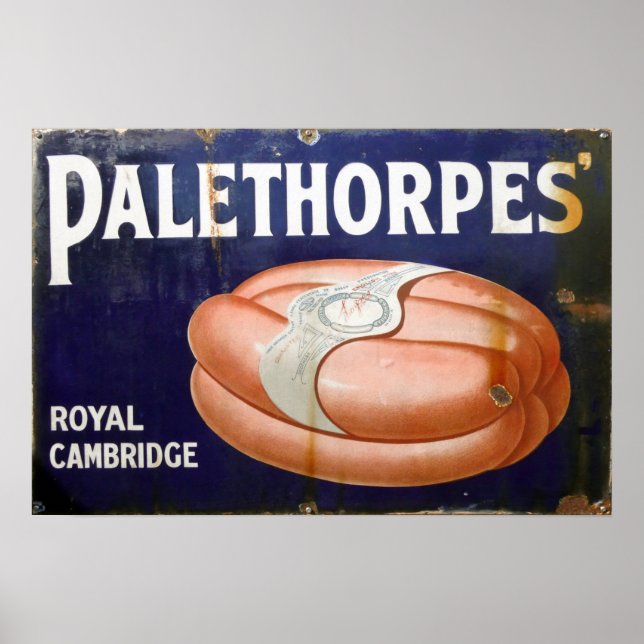 Palethorpes Sausages, vintage Enamel Sign. Poster (Front)