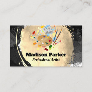 Palette Paint Brushes   Modern Art Business Card