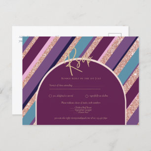 Palette Plum Purple Turquoise Rose Gold Wedding Postcard
