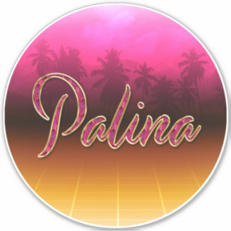 Palina First name name golden pink sticker