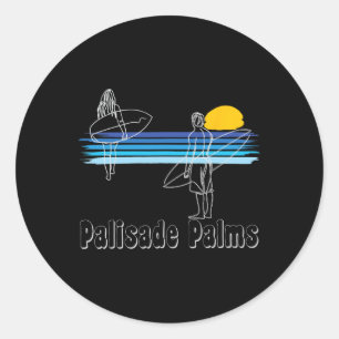 Palisade Palms Surfing Beach Surf Guy Girl Classic Round Sticker