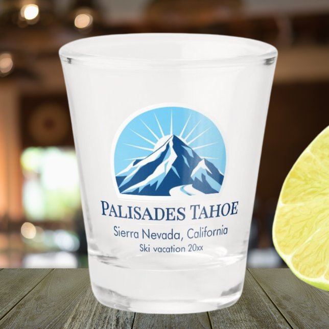 Palisades Tahoe California ski resort souvenir  Shot Glass (Creator Uploaded)