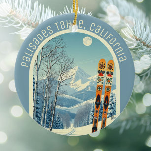 Palisades Tahoe California ski souvenir Ceramic Ornament