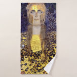 Pallas Athena, Gustav Klimt Bath Towel<br><div class="desc">Gustav Klimt (July 14, 1862 – February 6, 1918) was an Austrian symbolist painter and one of the most prominent members of the Vienna Secession movement. Klimt is noted for his paintings, murals, sketches, and other objets d'art. In addition to his figurative works, which include allegories and portraits, he painted...</div>