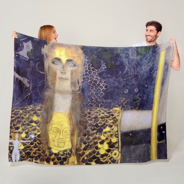 Pallas Athena, Gustav Klimt Fleece Blanket (In Situ)