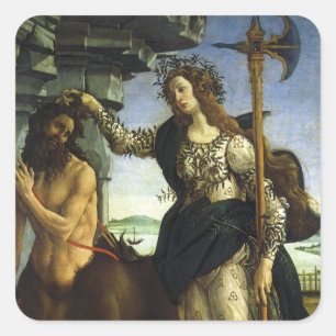 Pallas (Minerva) and Centaur by Sandro Botticelli Square Sticker