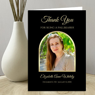 Pallbearer Thank You Card Photo in Arch Black