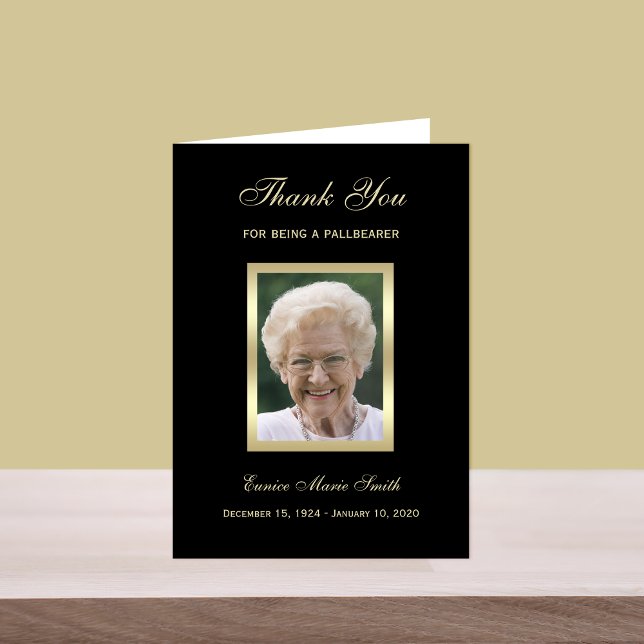 Pallbearer Thank You Card with Photo (Creator Uploaded)