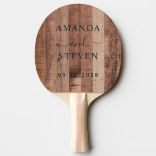 Pallet Wood Board Couple Names with Wedding Date Ping Pong Paddle