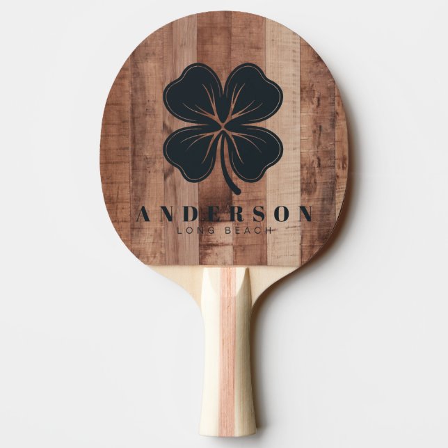 Pallet Wood Board Four Leaf Clover with Name Ping Pong Paddle (Back)