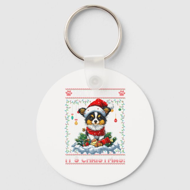Pallon Christmas Tree Lights Decorations Dog Lover Key Ring (Front)