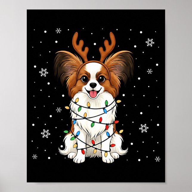 Pallon Dog Christmas Lights Reindeer Funny Xmas Do Poster (Front)
