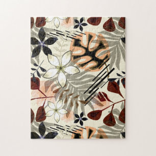 Palm and monstera leaves, tropical jigsaw puzzle