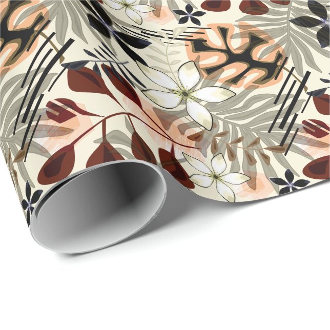 Palm and monstera leaves, tropical wrapping paper (Roll Corner)