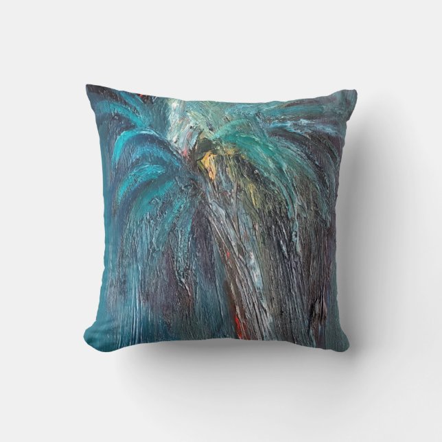 Palm Art 16" x 16" Cotton Throw Pillow (Front)