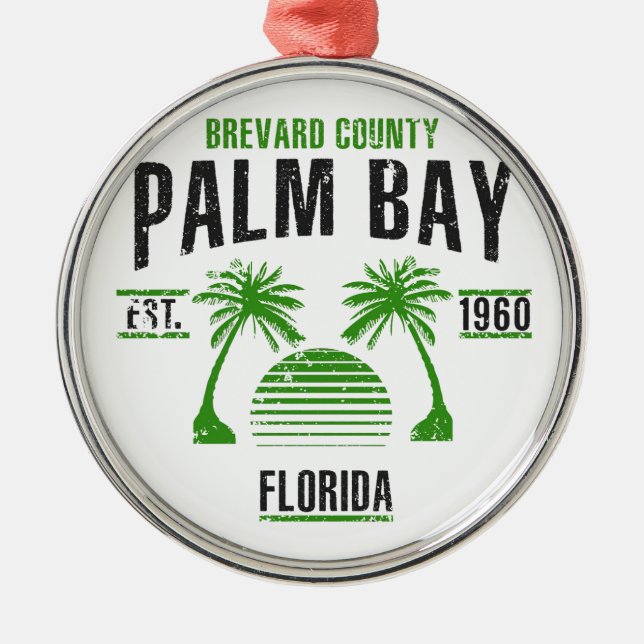 Palm Bay Metal Ornament (Front)