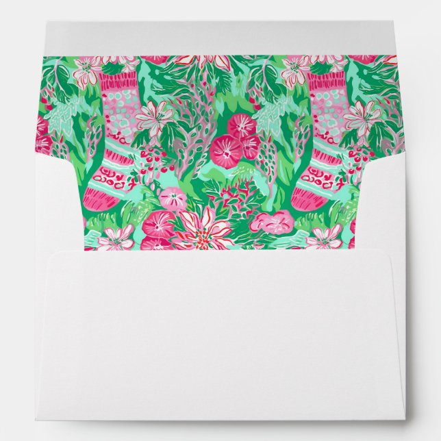 Palm Beach Christmas Pink & Green Stockings Envelope (Back (Bottom))