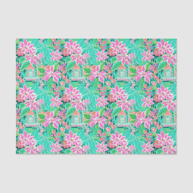 Palm Beach Christmas Watercolor Gingerbread House Tissue Paper (Front)