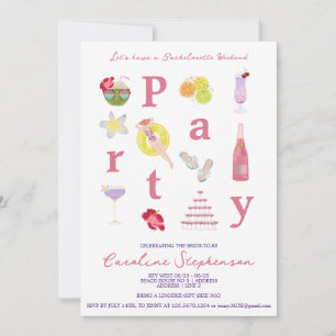 Palm Beach Destination Weekend Bachelorette Party Invitation