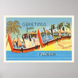 Palm Beach Florida FL Old Vintage Travel Souvenir Poster