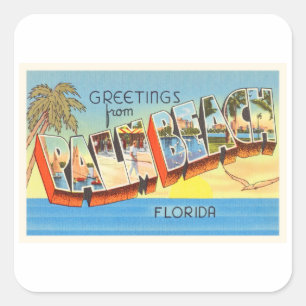 Palm Beach Florida FL Old Vintage Travel Souvenir Square Sticker