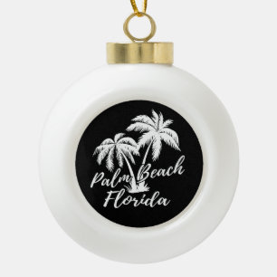 Palm Beach Florida Palm Trees Beach Ceramic Ball Christmas Ornament