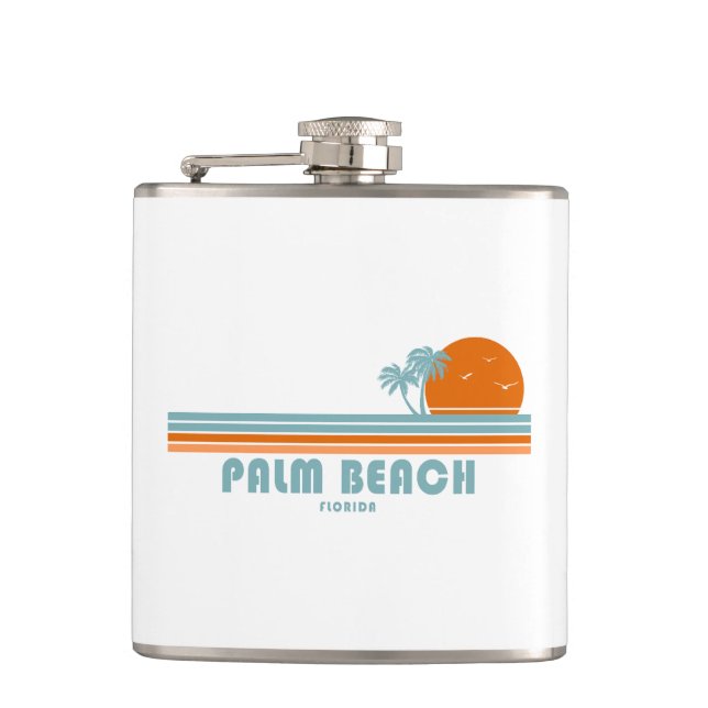 Palm Beach Florida Sun Palm Trees Hip Flask (Front)