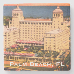 Palm Beach, Florida - Vintage Skyline Photo Stone Coaster
